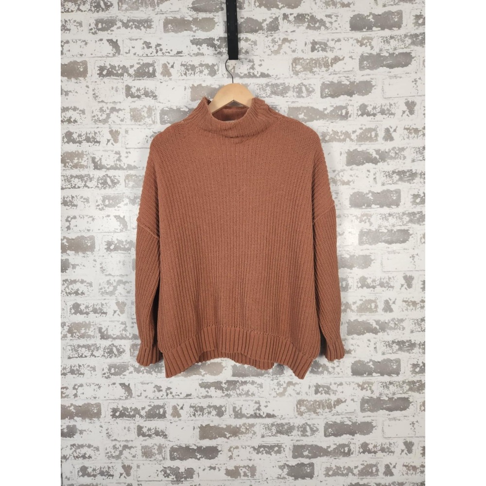 Aerie Ribbed Mock‎ Neck Sweater Size XS Brown Relaxed Slouchy Capsule Casual